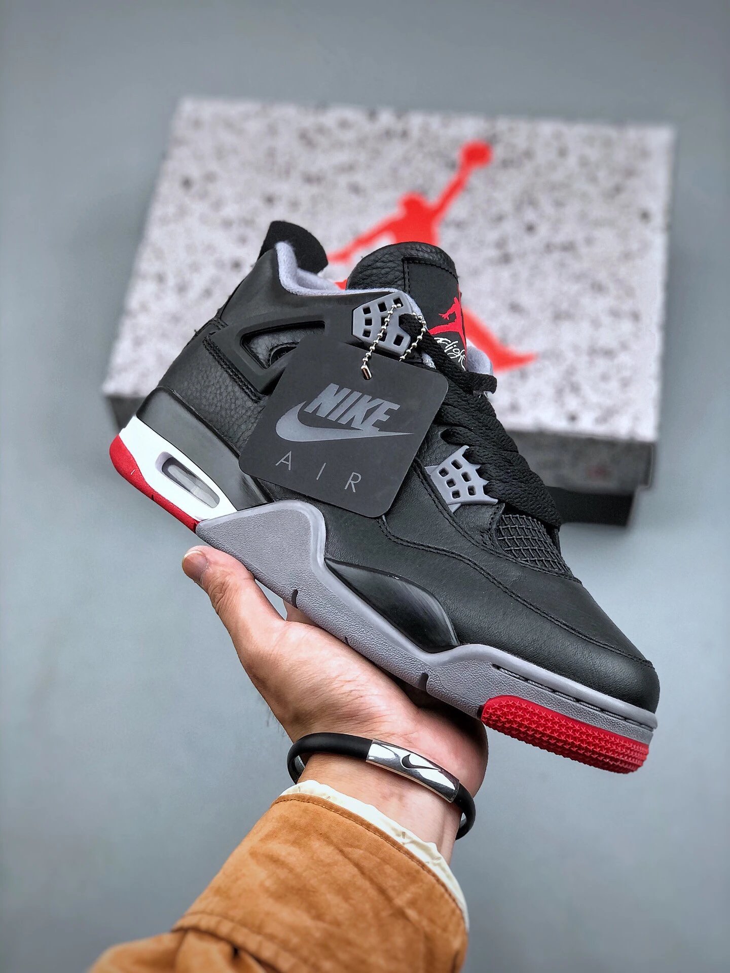 Air Jordan 4 Black Red Gray Retro Basketball Shoes