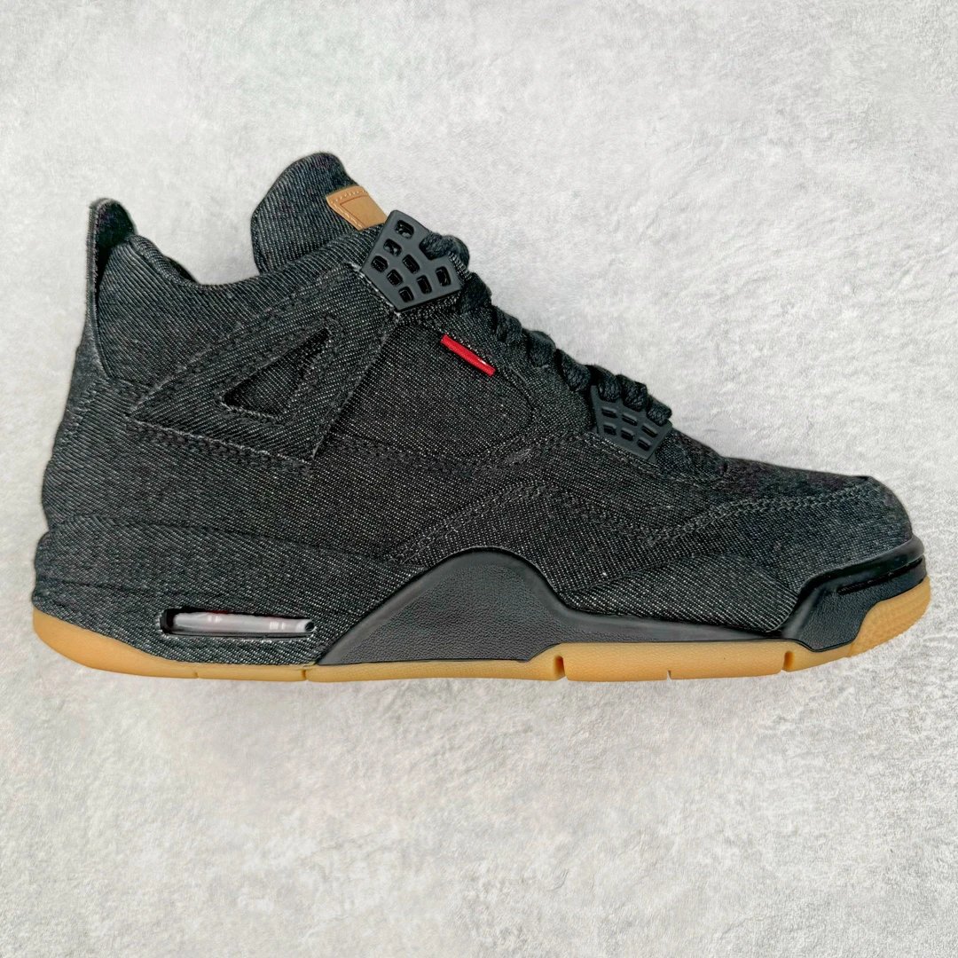 Air Jordan 4 Black Denim Canvas Gum Sole Sneakers