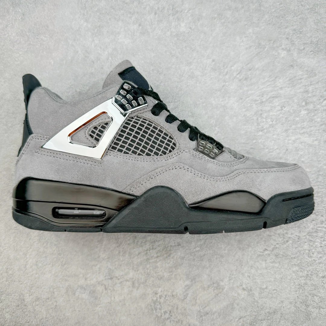 Air Jordan 4 Grey Black Suede Retro Basketball Shoes