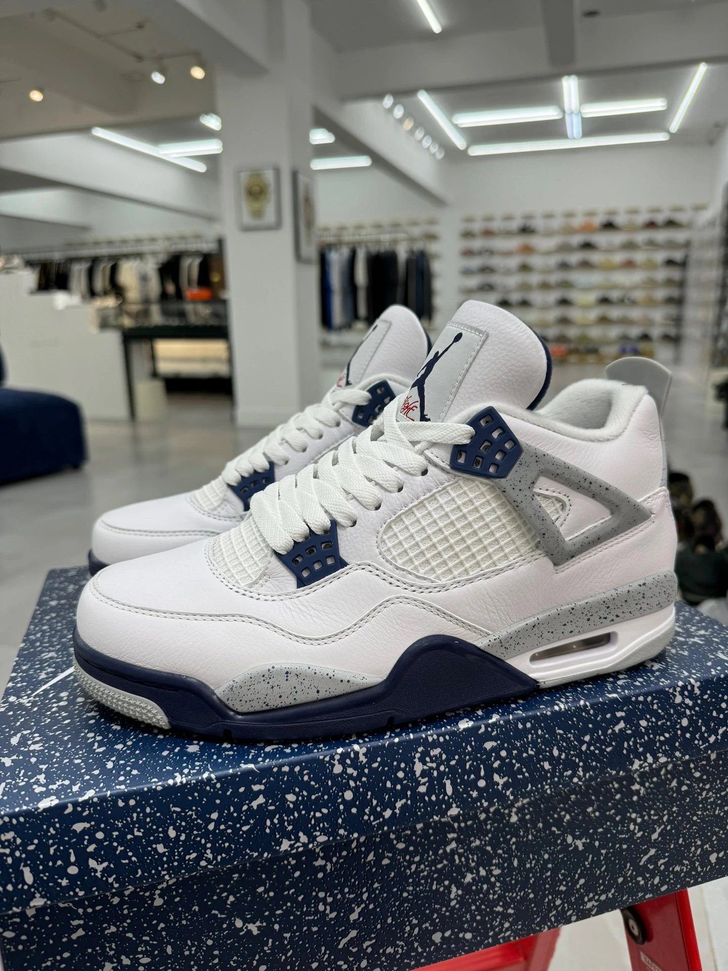 Air Jordan Retro 4 White Blue Sneakers Unisex
