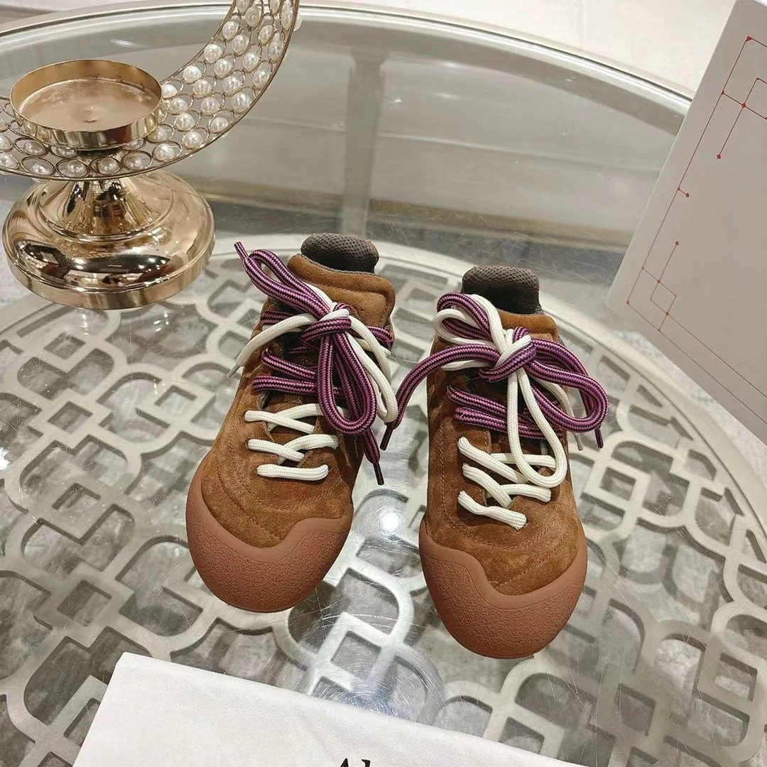 Alexander McQueen Brown Suede Double Lace Chunky Sneakers