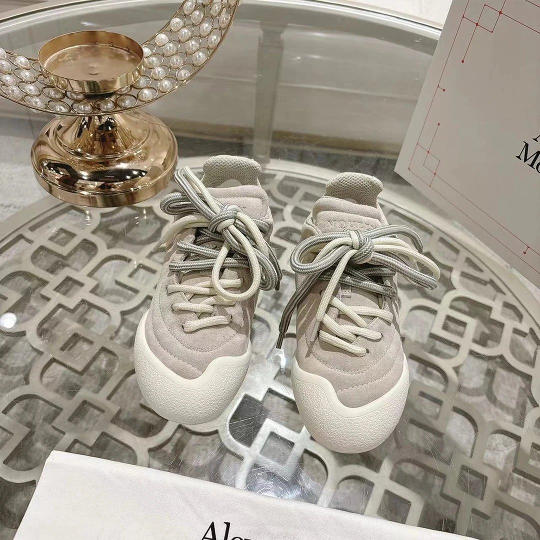 Alexander McQueen Beige Grey Platform Suede Sneakers