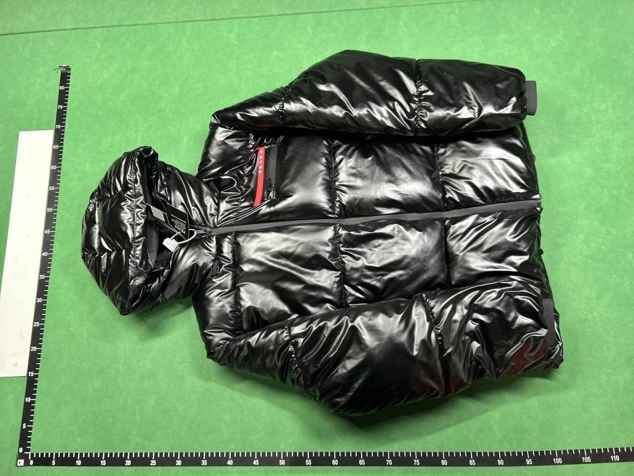 Prada Glossy Hooded Cropped Down Jacket
