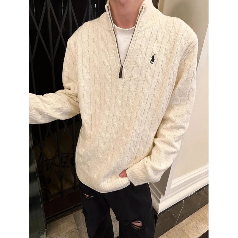 Milk apricot zipper sweater