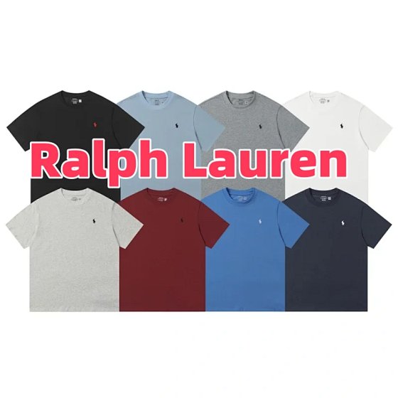 Round neck solid color pony embroidery logo knitted short sleeved shirt