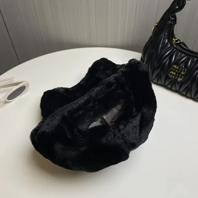 Prada Hats Faux-Fur Baseball Cap with Triangle Logo Plaque product detail image 6