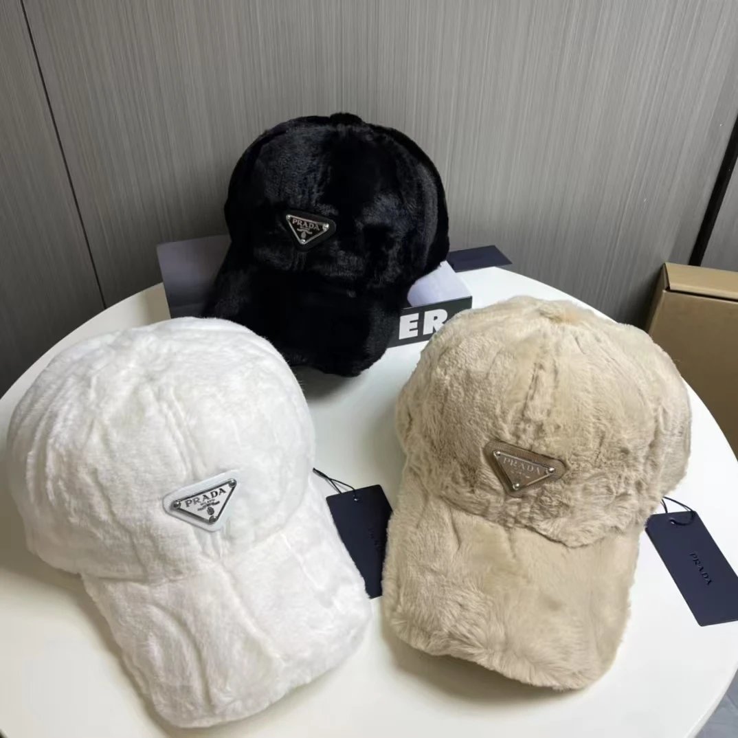 Prada Re-Nylon Faux Fur Baseball Cap [3 styles]