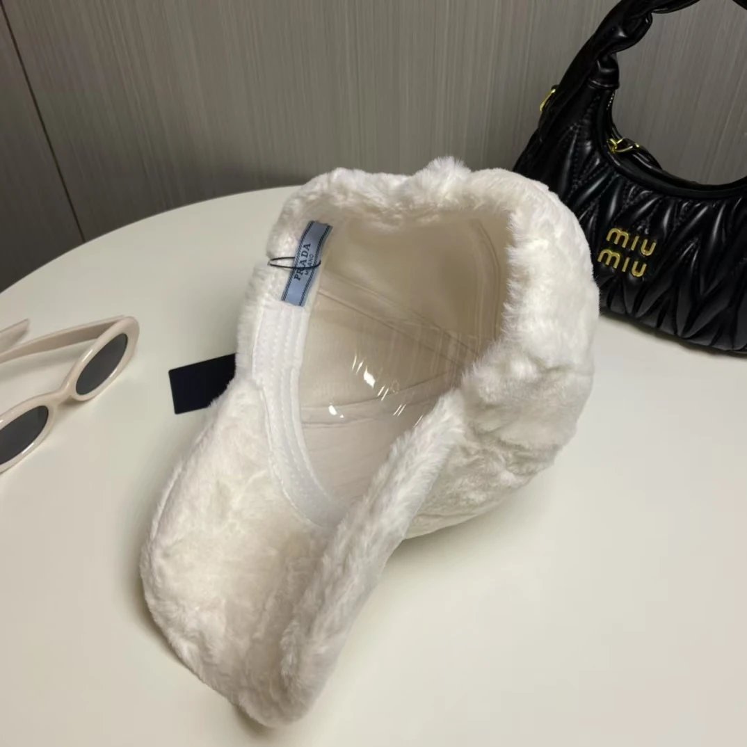 Prada Faux Fur Baseball Cap Beige - 11