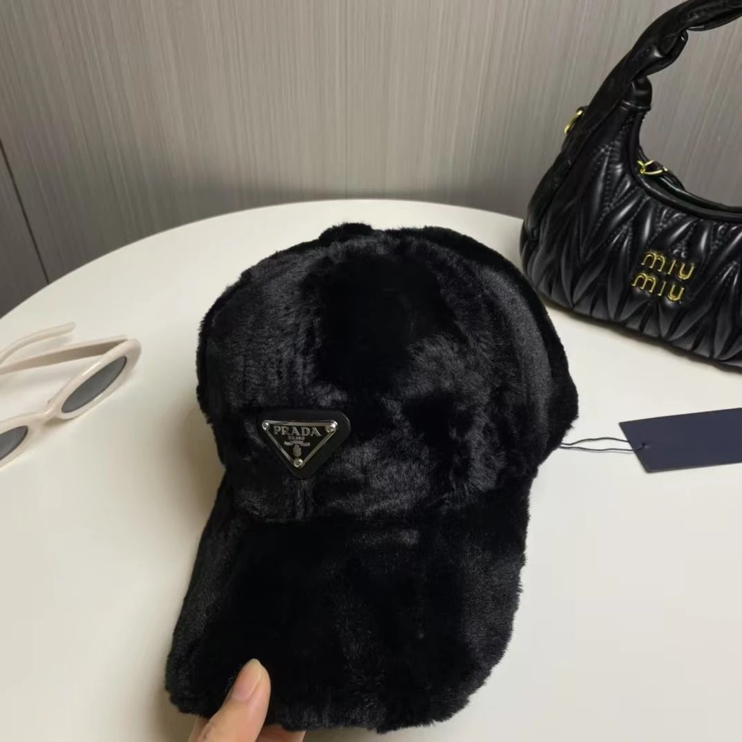 Prada Faux Fur Baseball Cap Beige - 5