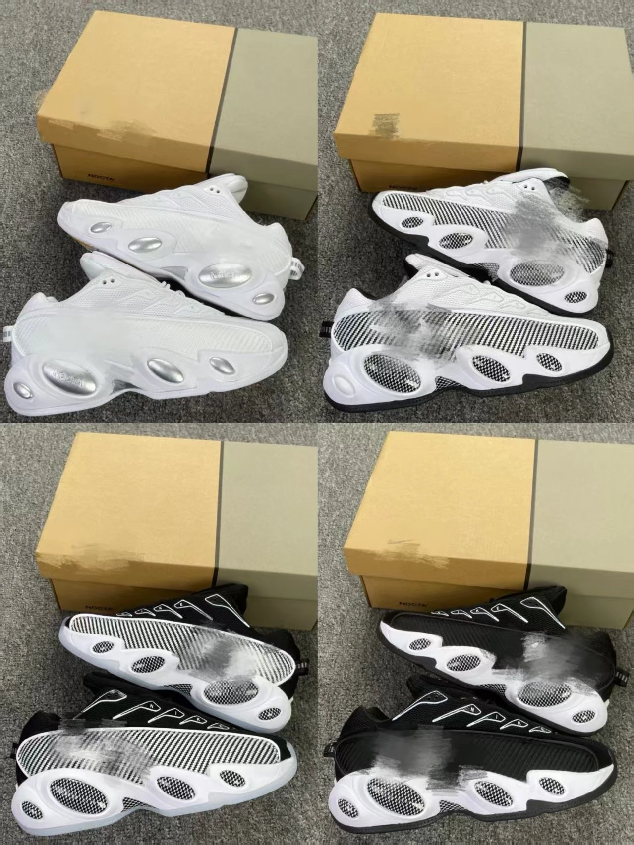 White and Black Sneakers with Mesh Panels