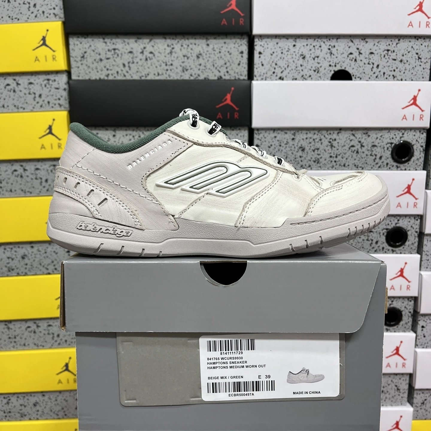 Balenciaga Hamptons Low Medium Worn-Out Beige Mix Green 841765 WCURS 9930