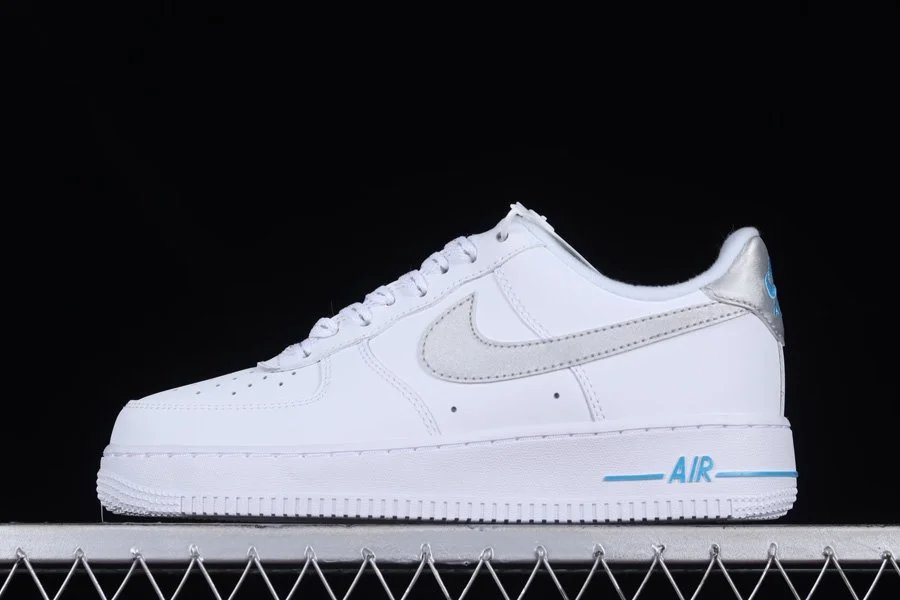 Nike Air Force 1 Low White Metallic Silver University Blue