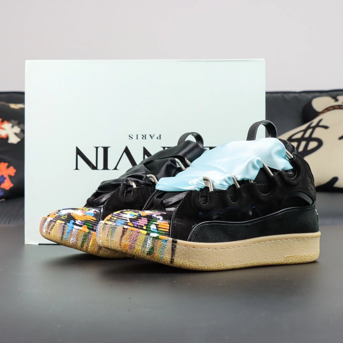 Langfan Ink Splashing Black Bread Shoes P2210S1
