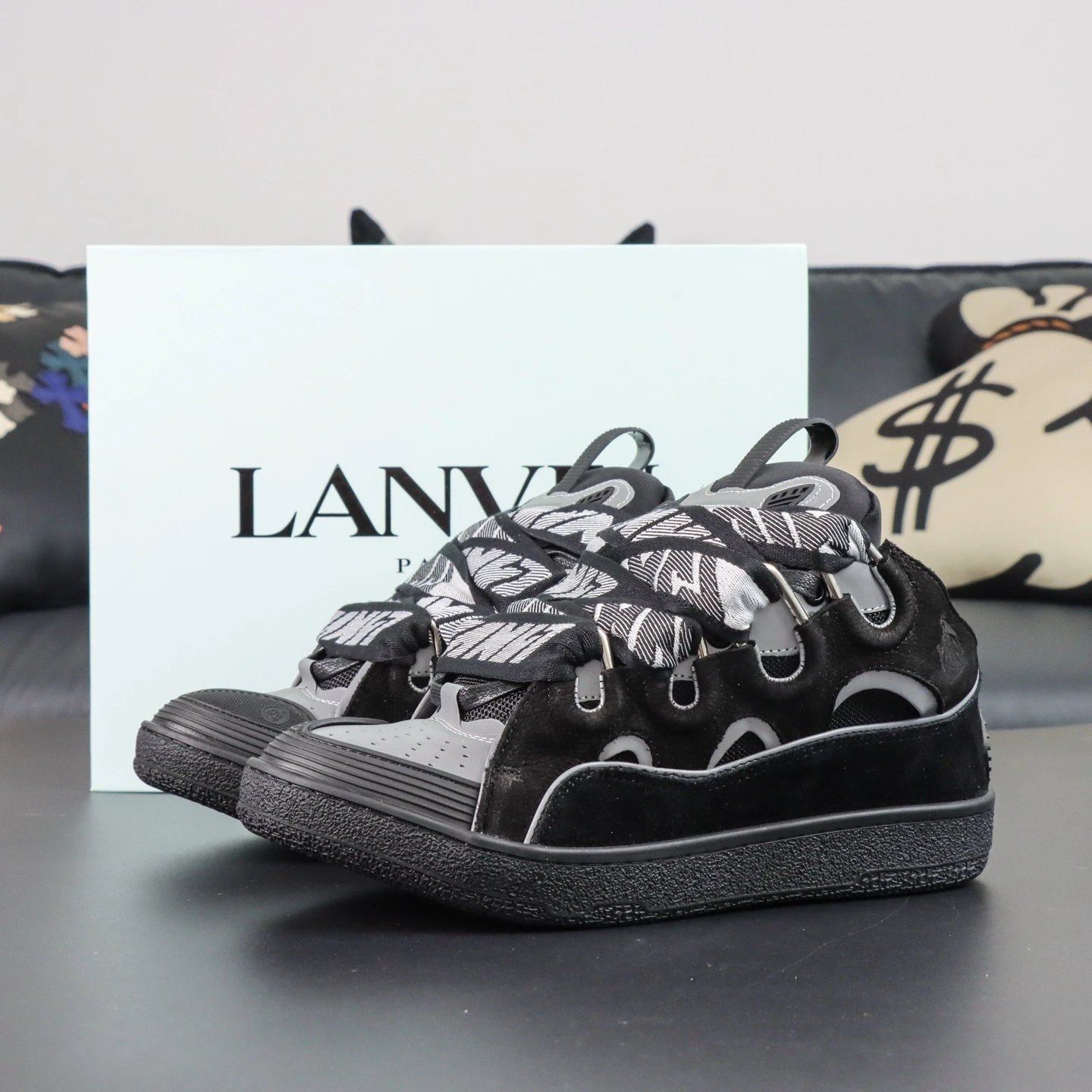 Langfan black grey bread shoes P2210