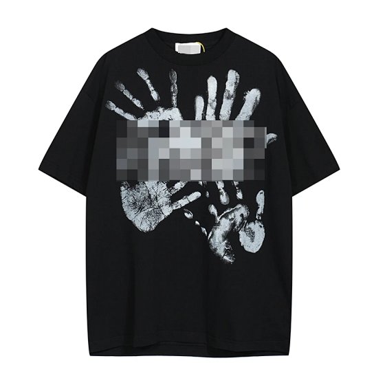 Men's Short Sleeve T-Shirt with Palm Print and Number/Letter Logo