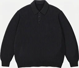 thumbnail for Polo sweater with small embroidery in black