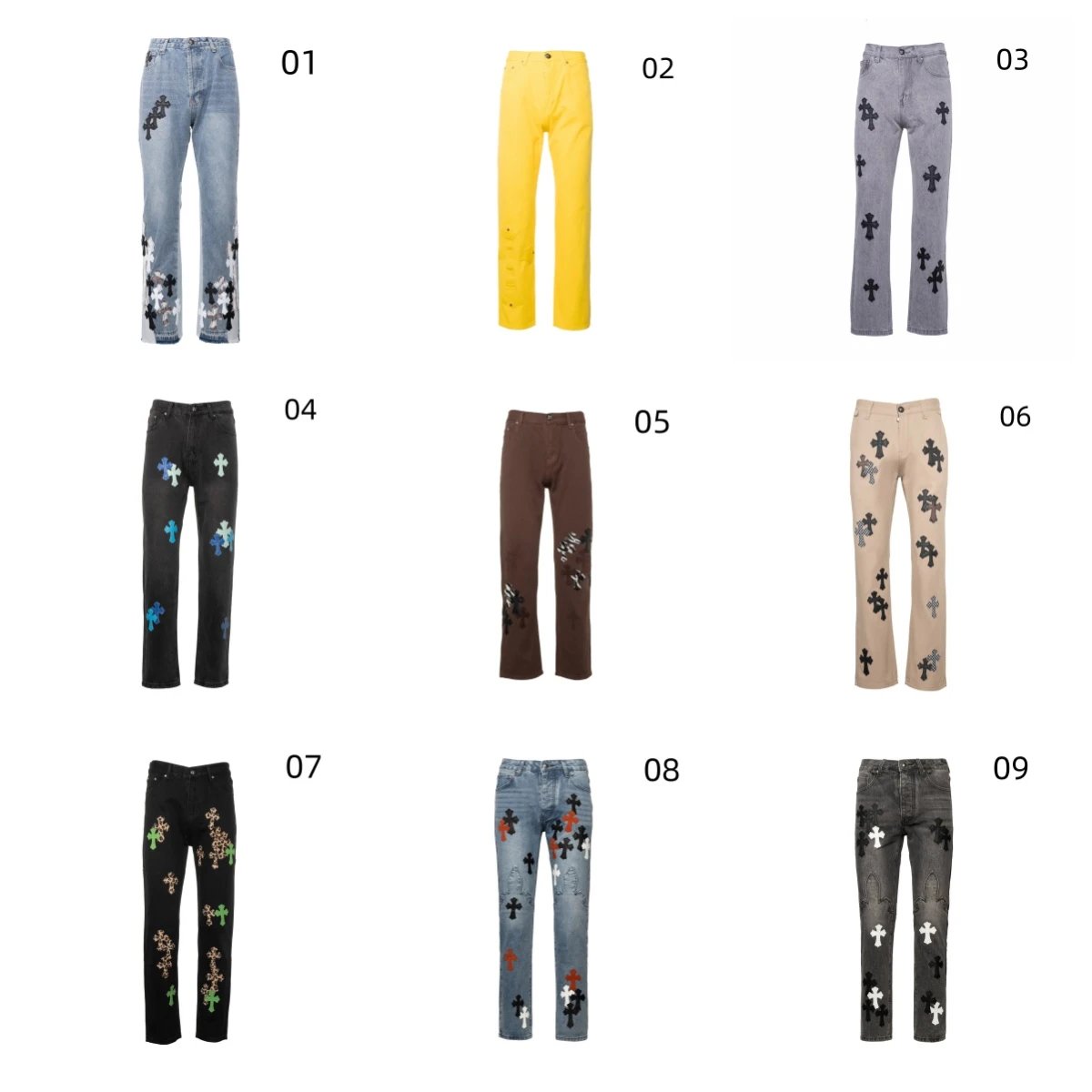 Chrome Hearts Mixed Leather Denim Jeans