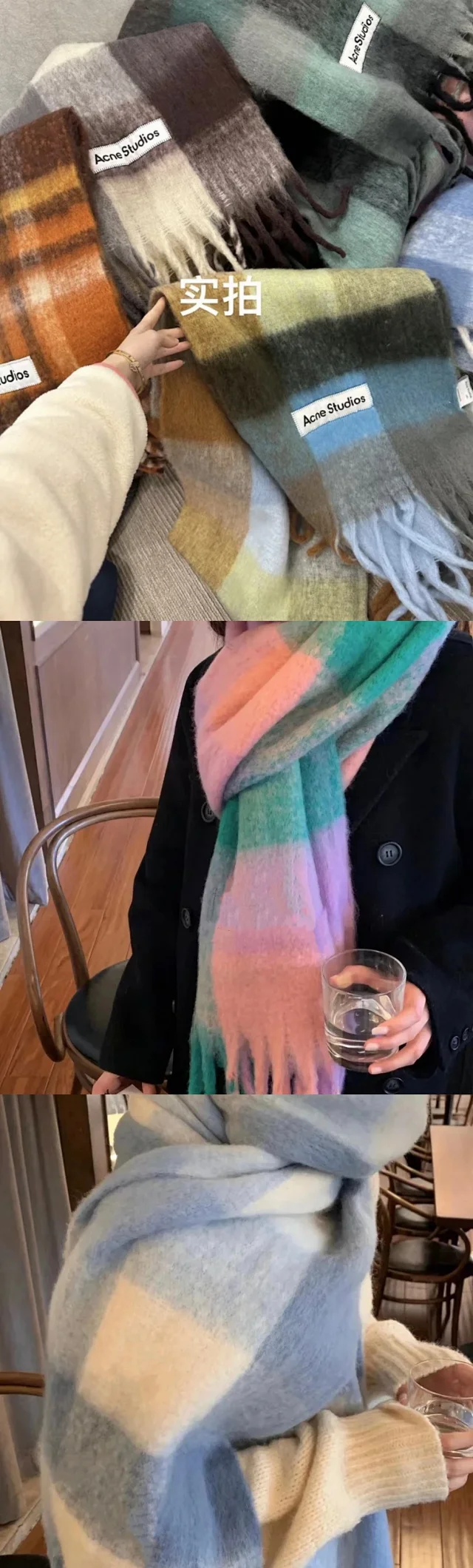 Acne Studios Scarves Plaid fringed scarf product detail image 3