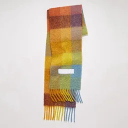thumbnail for 2023 autumn and winter star with the same Yang Mi's new thickened warm rainbow plaid scarf tassel color-blocked AC shawl