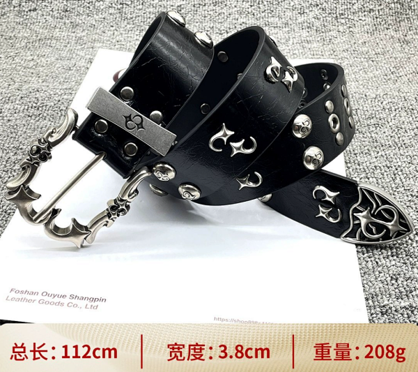 Design Gothic Skull Studded Leather Belt Black product listing in Litbuy spreadsheet finds