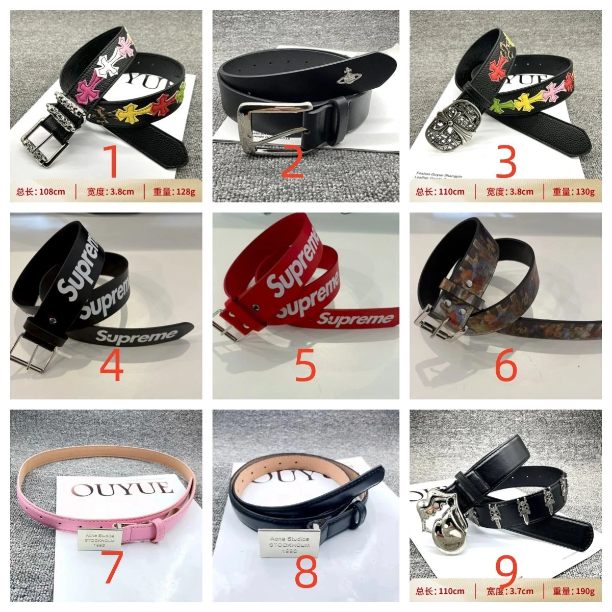 Supreme Black Leather Belt with Silver Buckle