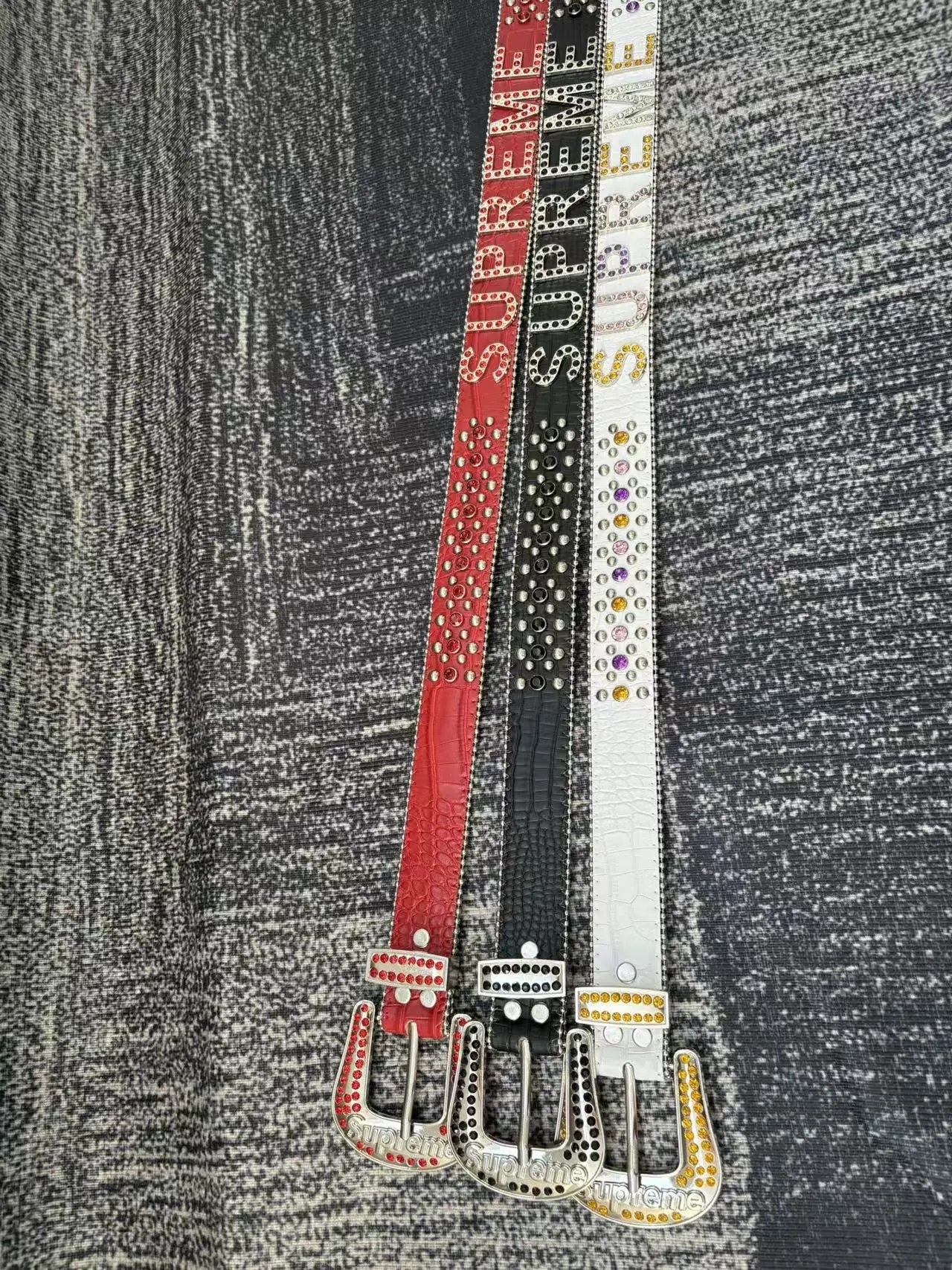 Crystal Punk Style Sup Co branded BB Red Black White Three Color European and American Trendy Belt