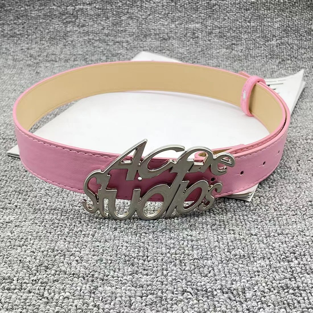 Acne Studios Logo Buckle Leather Belt Black - 4
