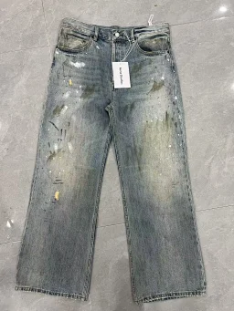 thumbnail for Acne unisex 2021M blue ink-splashed straight-leg jeans X