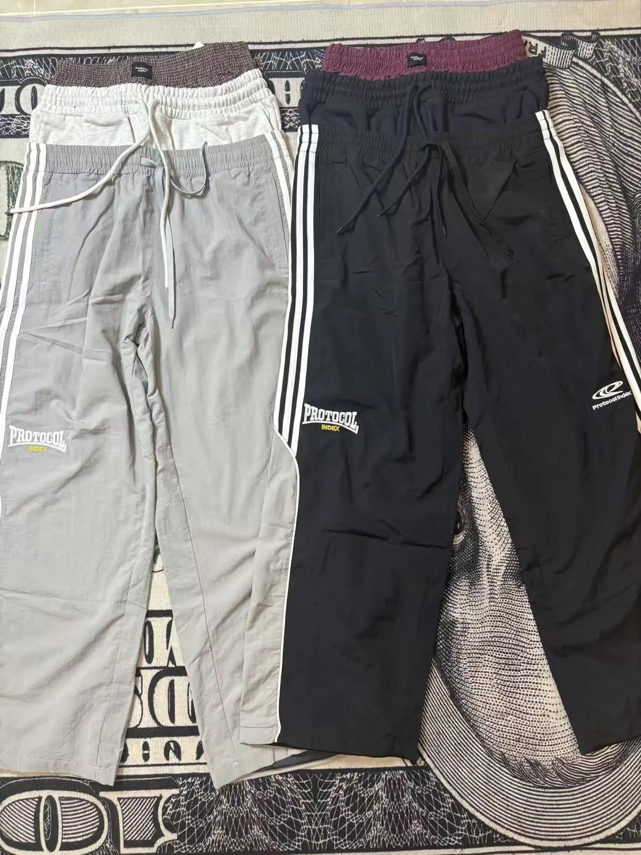 Protocol index act拼接三腰尼龙运动条纹长裤王鹤棣同款裤子潮牌