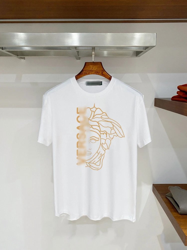 Versace T-Shirts Graphic Print Crew Neck — SKU-18-F 11 white