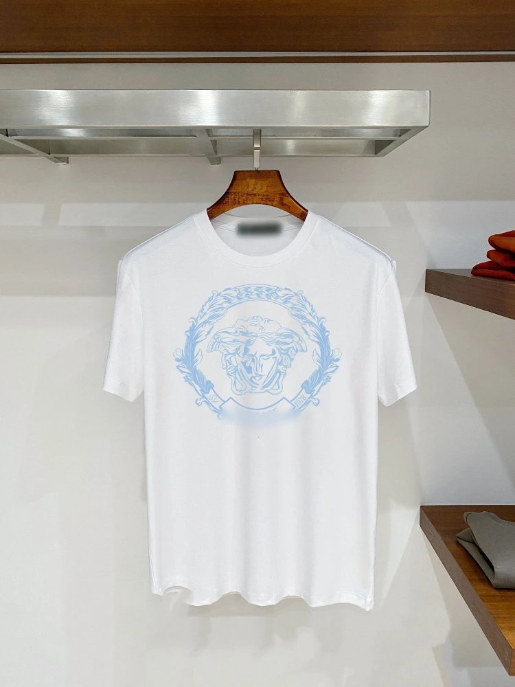 Versace T-Shirts Graphic Print Crew Neck — SKU-08-F 05 white