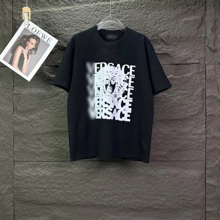 Versace T-Shirts Graphic Print Crew Neck — SKU-35-F 21 Black