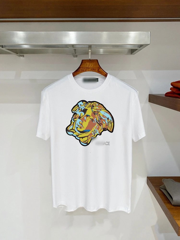 Versace T-Shirts Graphic Print Crew Neck — SKU-04-F 02 white