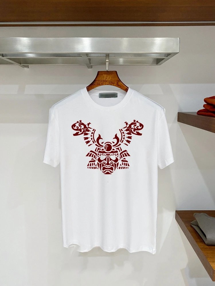 Versace T-Shirts Graphic Print Crew Neck — SKU-30-F 18 white