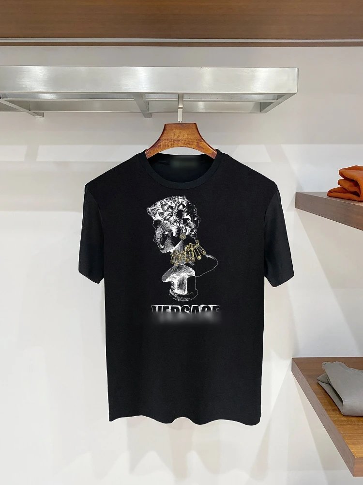 Versace T-Shirts Graphic Print Crew Neck — SKU-13-F 08 Black