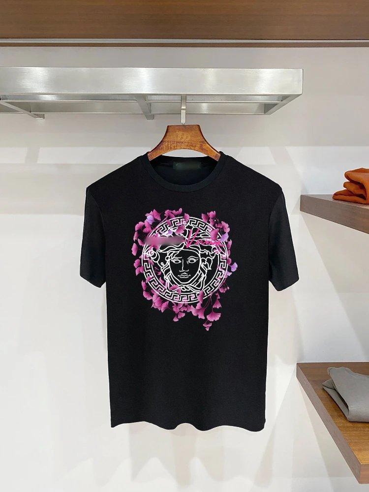 Versace T-Shirts Graphic Print Crew Neck — SKU-17-F 10 Black