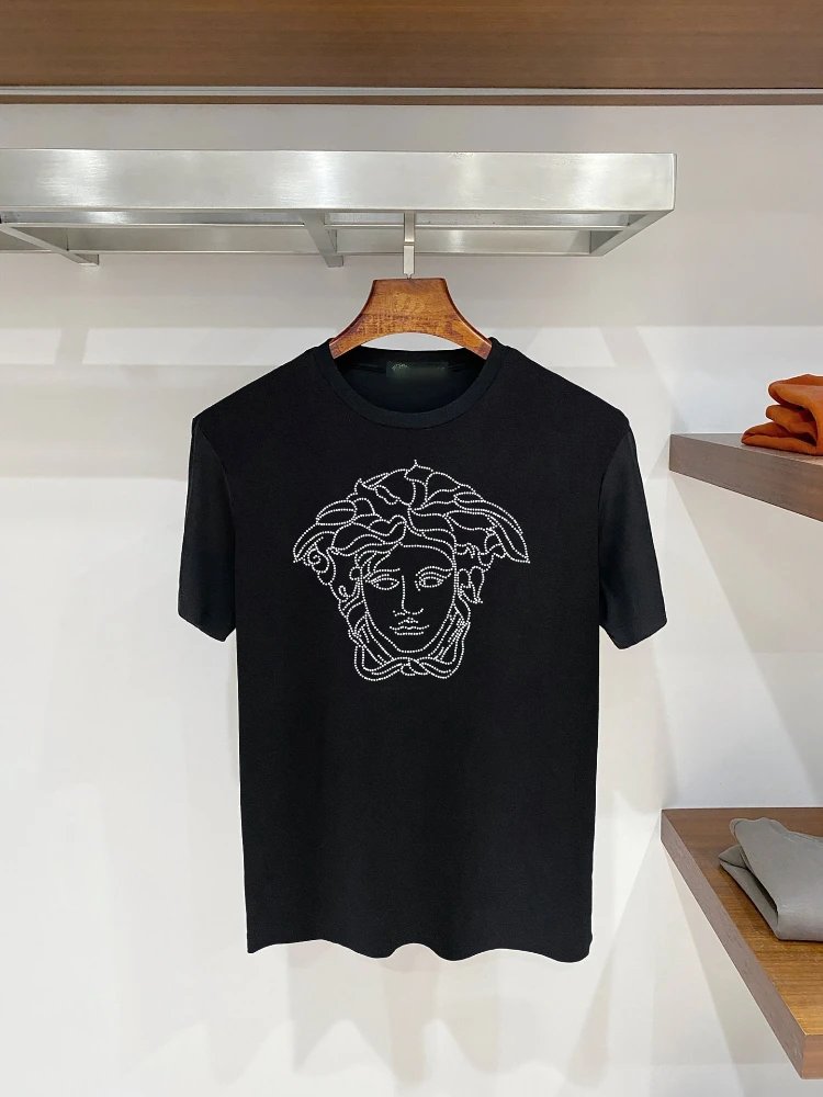 Versace T-Shirts Graphic Print Crew Neck — SKU-29-F 17 Black