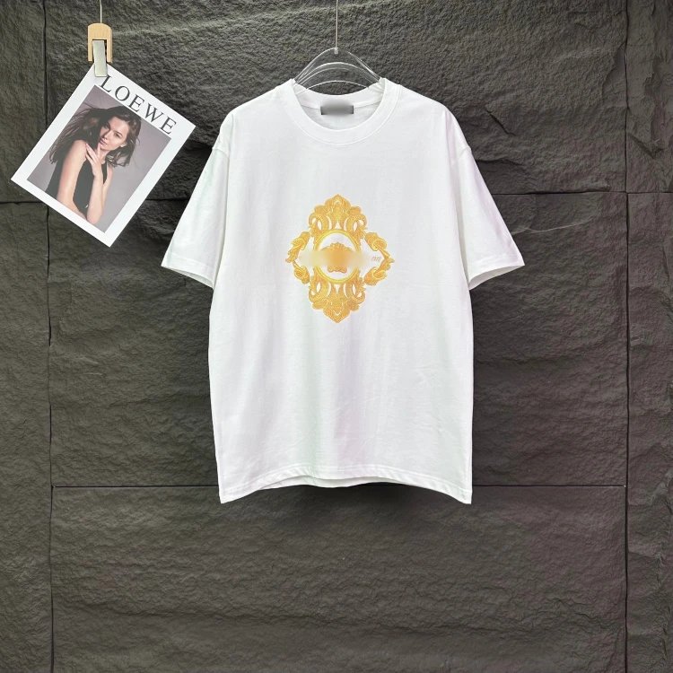 Versace T-Shirts Graphic Print Crew Neck — SKU-37-F 22 white