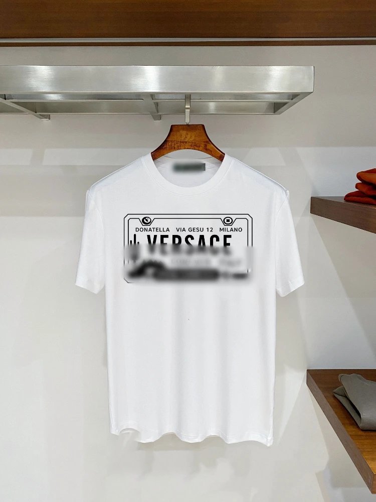 Versace T-Shirts Graphic Print Crew Neck — SKU-02-F 01 white