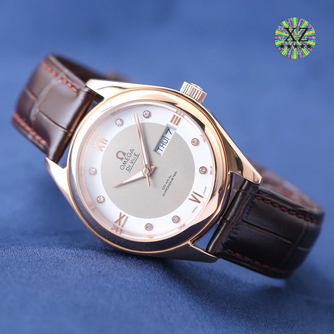 Omega De Ville Watch - Silver Dial with Diamond Hour Markers