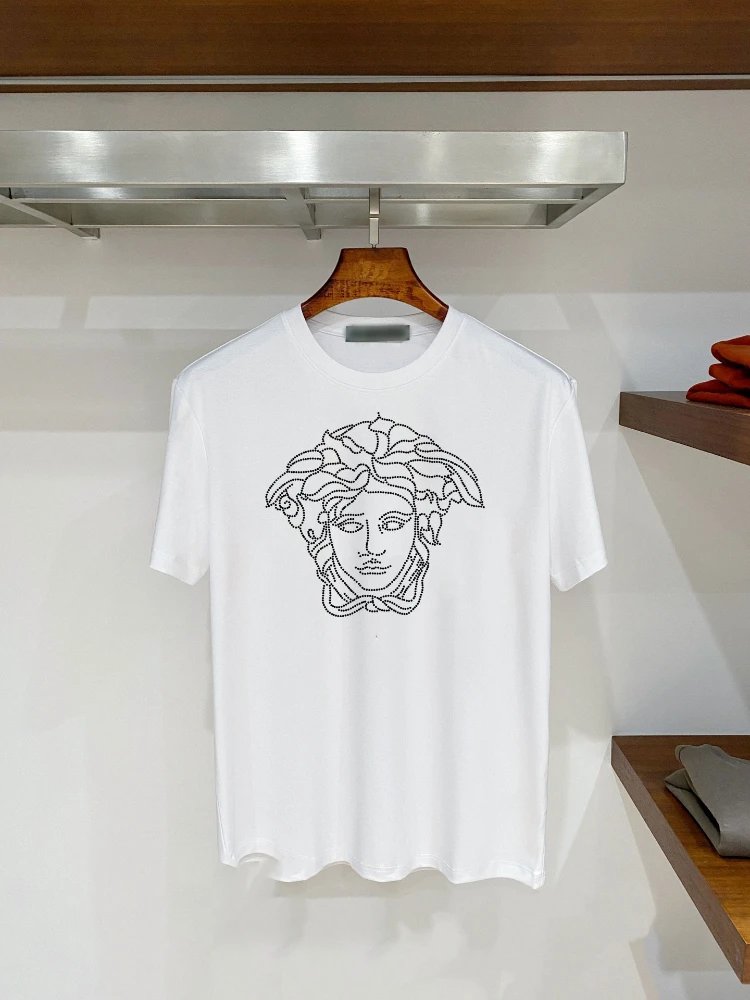 Versace T-Shirts Graphic Print Crew Neck — SKU-28-F 17 white