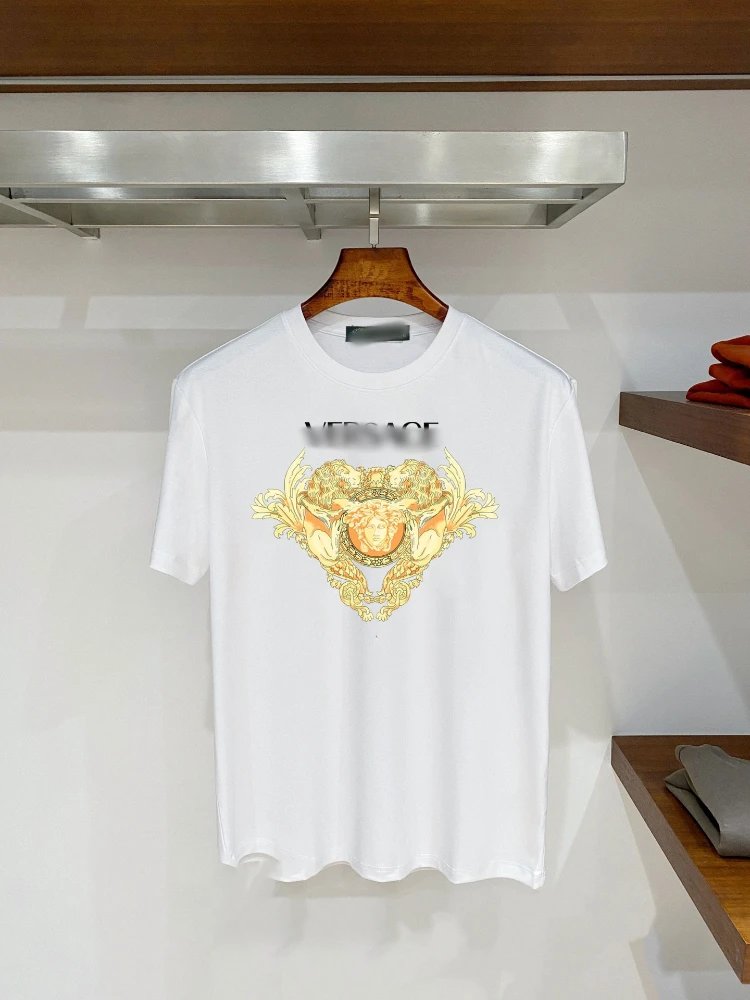 Versace T-Shirts Graphic Print Crew Neck — SKU-20-F 12 white