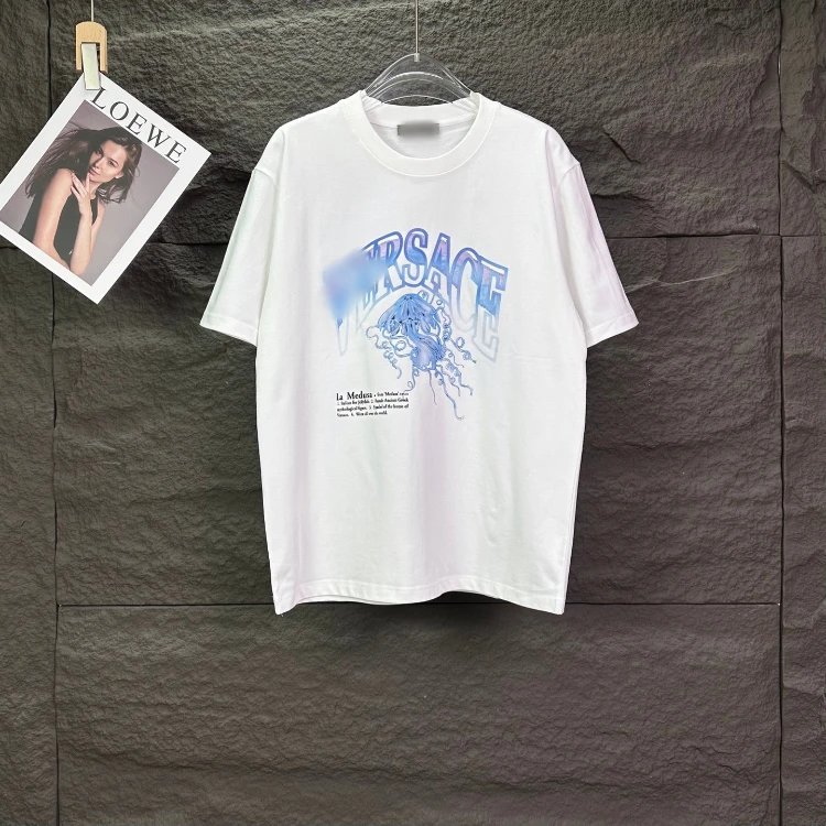 Versace T-Shirts Graphic Print Crew Neck — SKU-39-F 27 white