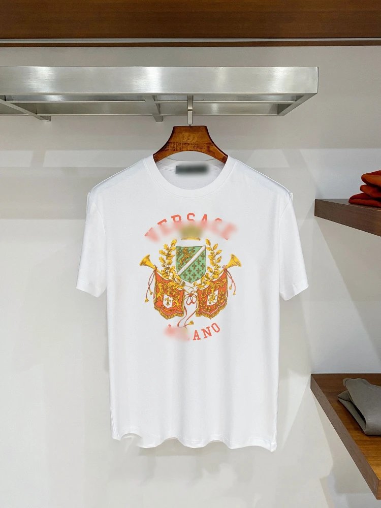 Versace T-Shirts Graphic Print Crew Neck — SKU-10-F 07 white