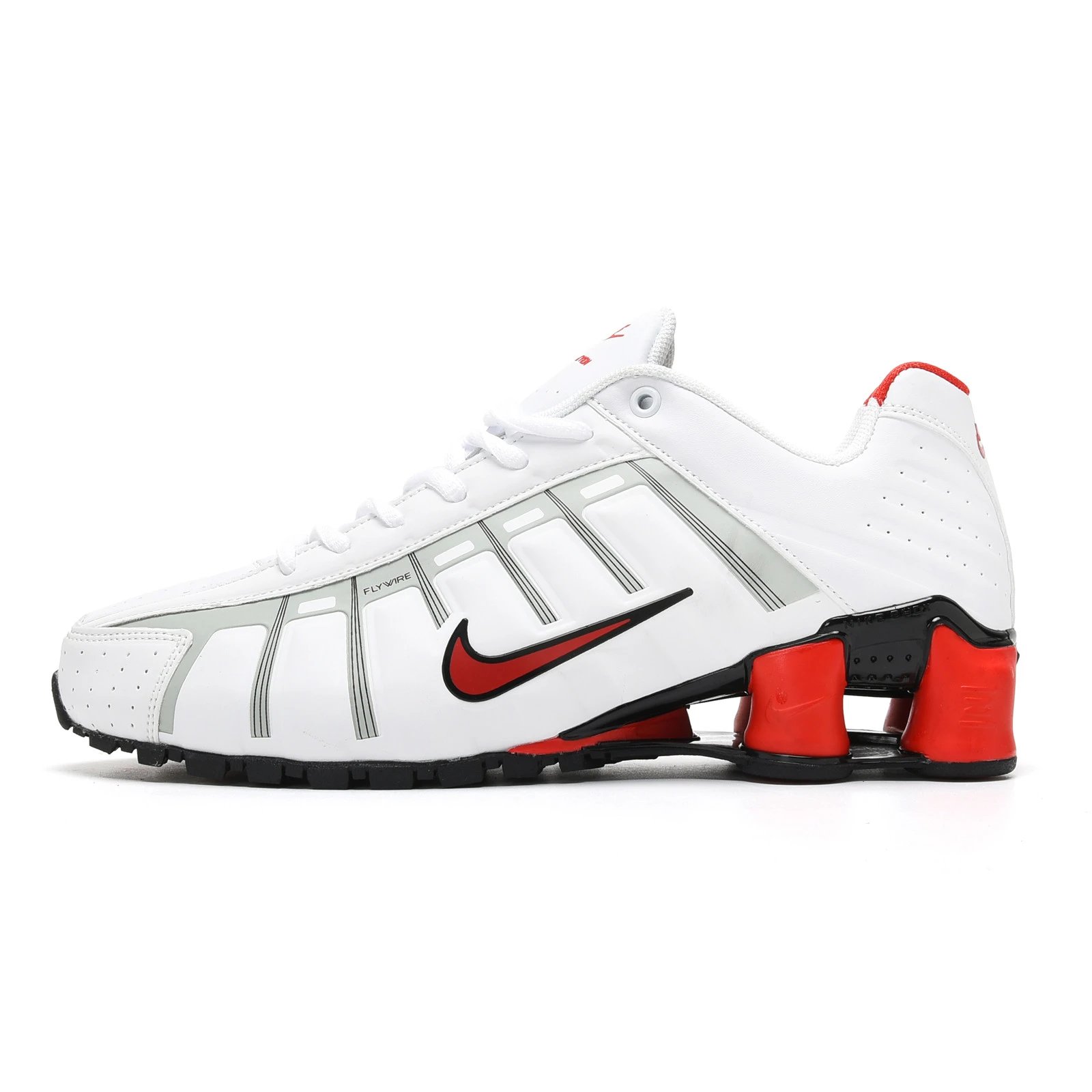 White, red, and black