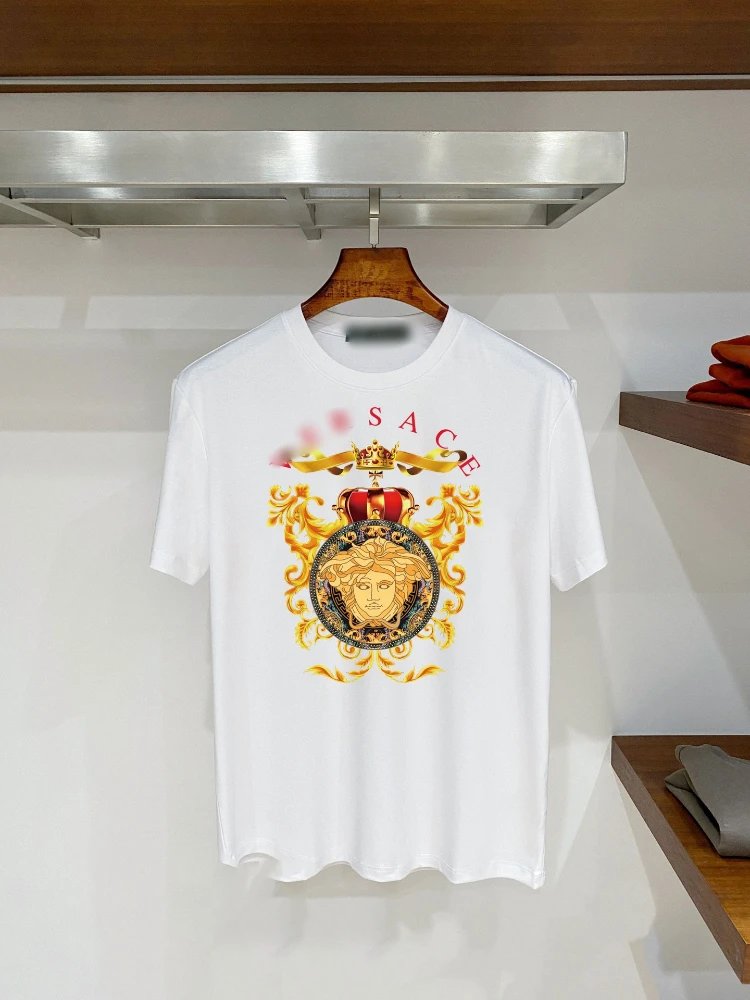 Versace T-Shirts Graphic Print Crew Neck — SKU-23-F 14 white