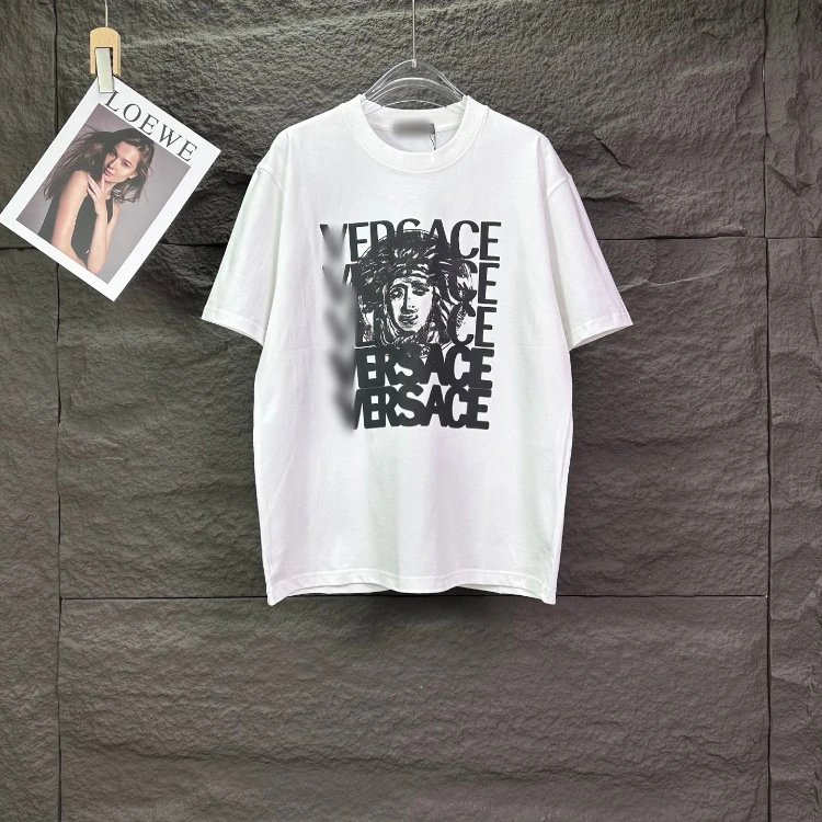Versace T-Shirts Graphic Print Crew Neck — SKU-34-F 21 white