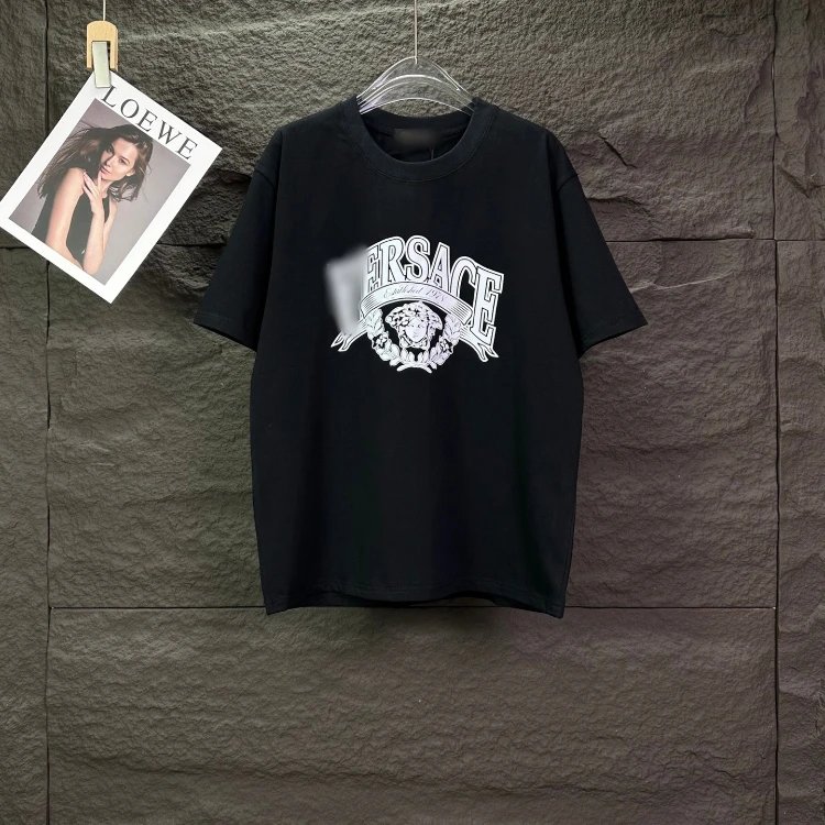 Versace T-Shirts Graphic Print Crew Neck — SKU-33-F 20 Black