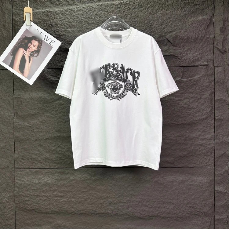 Versace T-Shirts Graphic Print Crew Neck — SKU-32-F 20 white