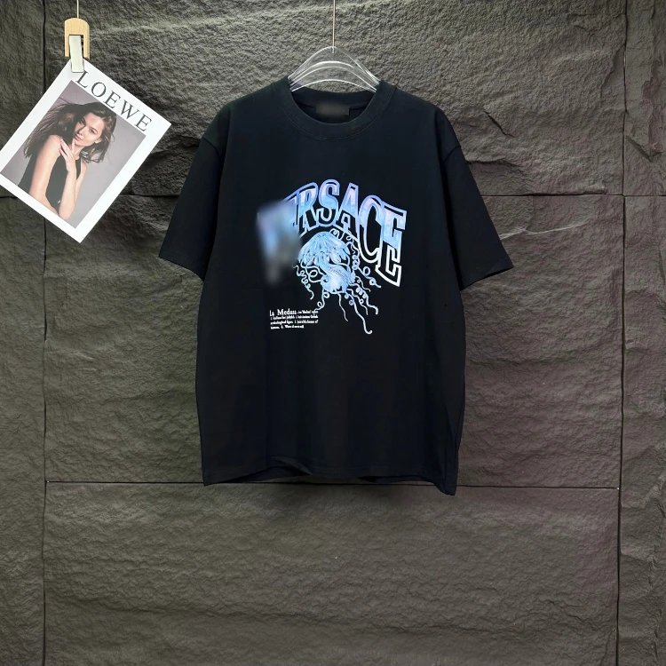 Versace T-Shirts Graphic Print Crew Neck — SKU-40-F 27 Black